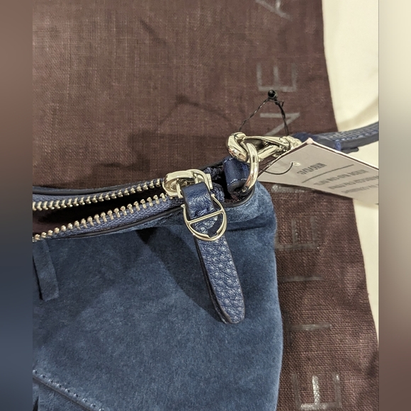 Etienne Aigner Blue Suede Fringe Crossbody Bag - Picture 6 of 7